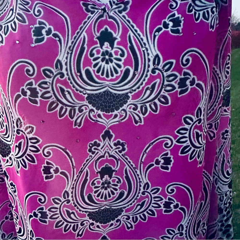 JM Collection Stylish Purple Floral Tunic XL - Picture 13 of 15